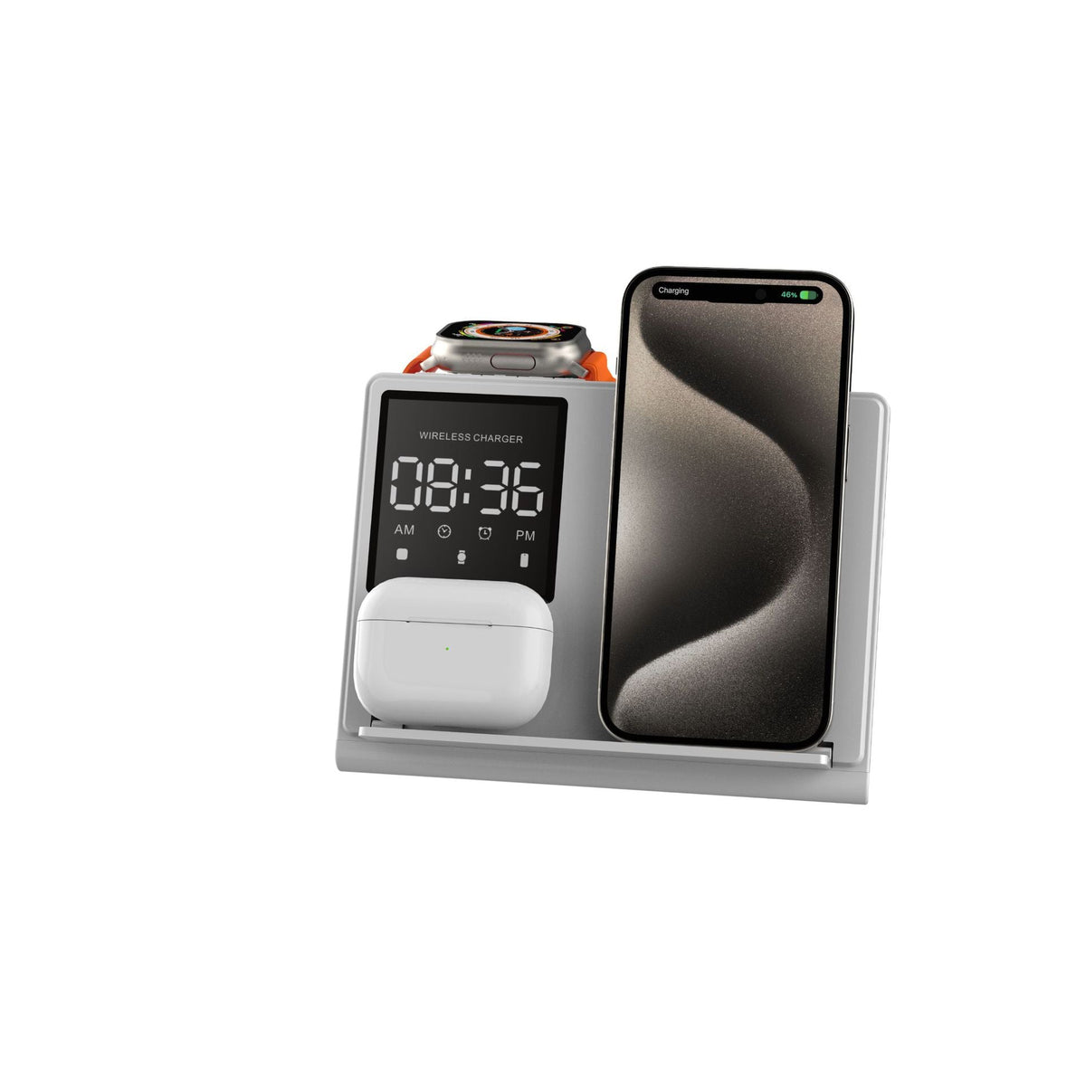 Foldable Wireless Charger Stand with Pixel LED Clock