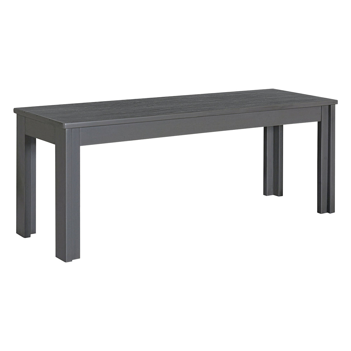 Gray Wood Dining Table Set with 2 Benches for 4 People