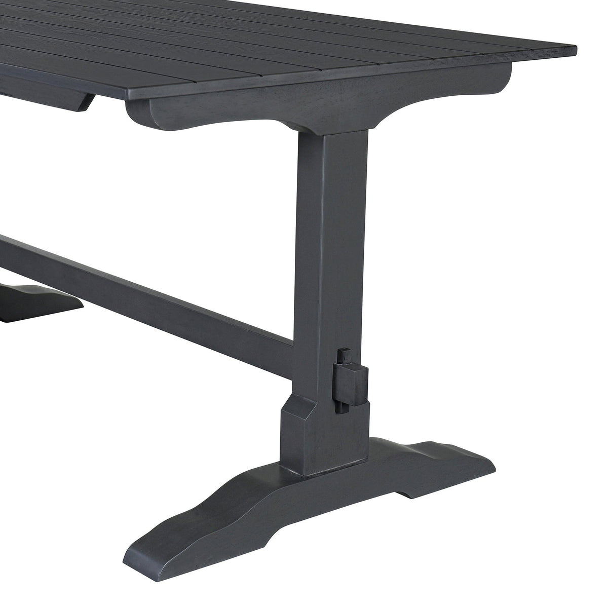 Gray Wood Dining Table Set with 2 Benches for 4 People