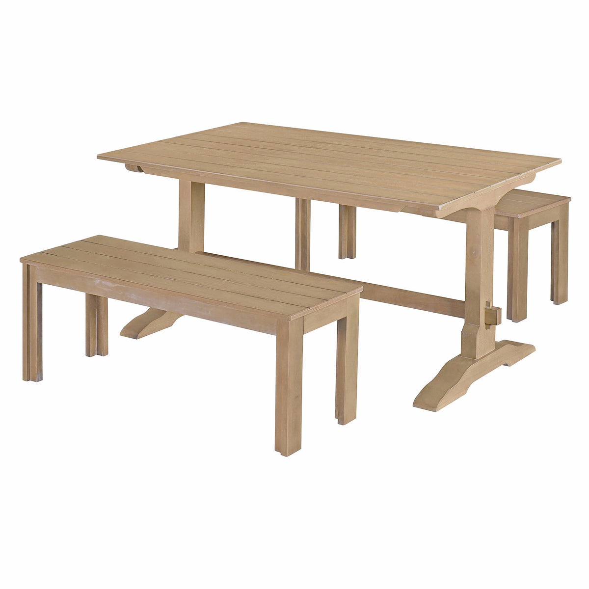 Retro Wood 3-Piece Dining Set for Four Guests
