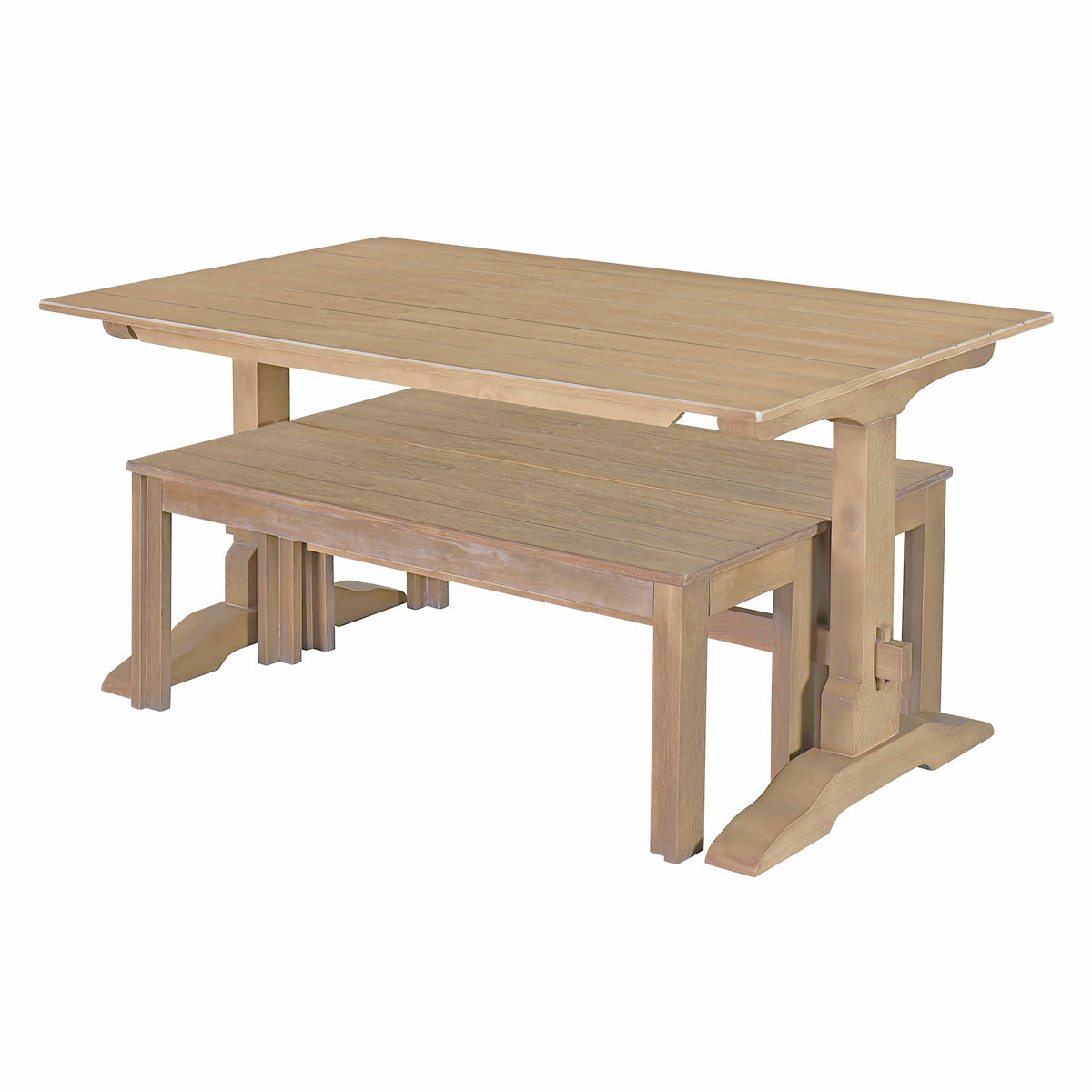 Retro Wood 3-Piece Dining Set for Four Guests