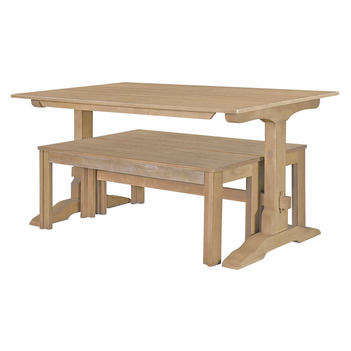 Retro Wood 3-Piece Dining Set for Four Guests