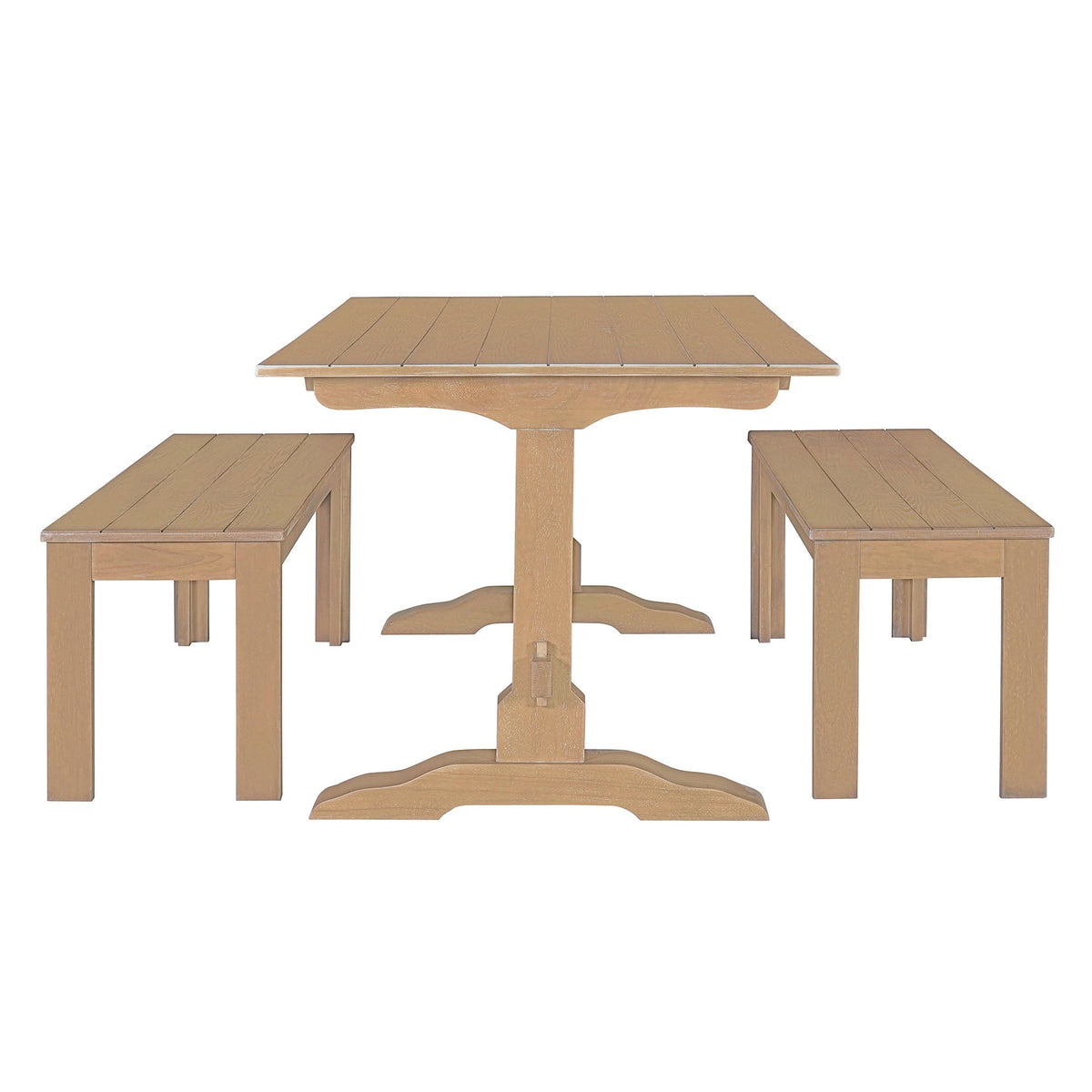 Retro Wood 3-Piece Dining Set for Four Guests