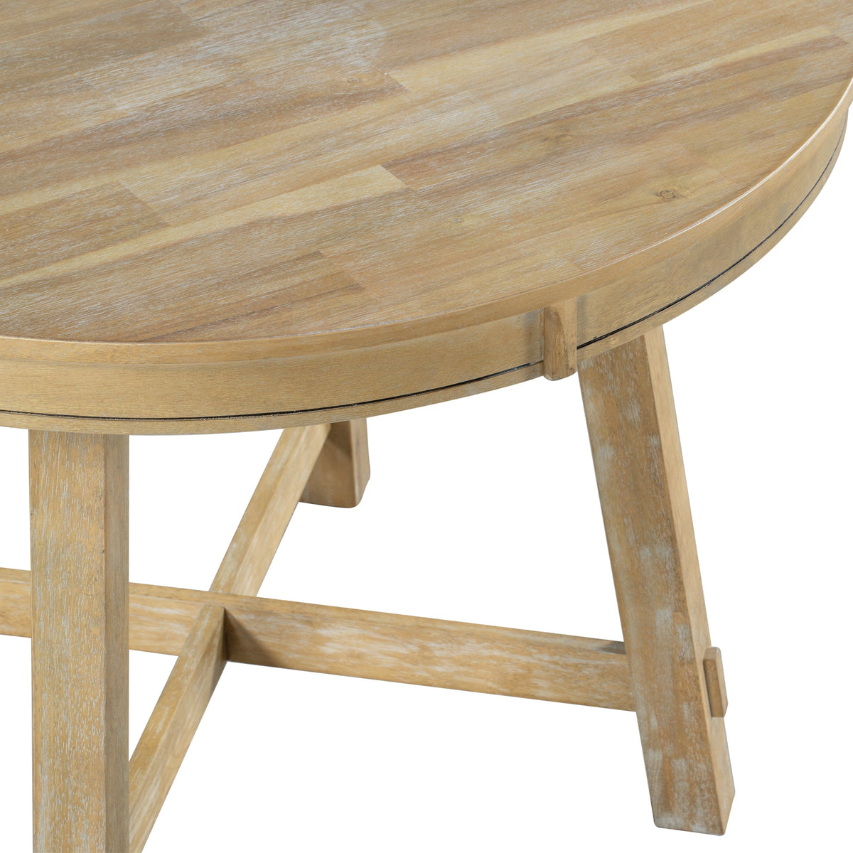 Round Extendable Farmhouse Dining Set with 4 Chairs