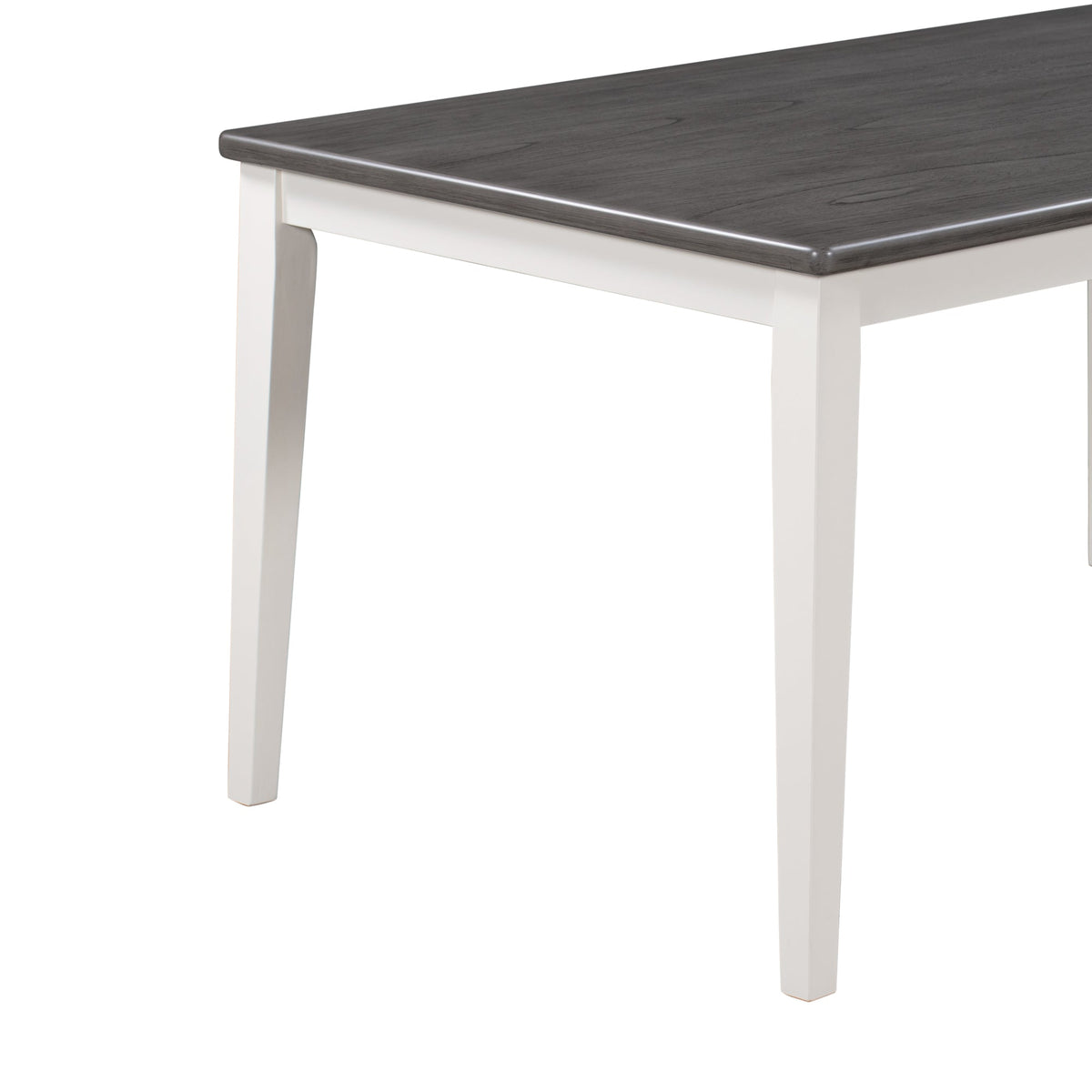 Dining Table Set with Bench, 6-Piece White and Gray