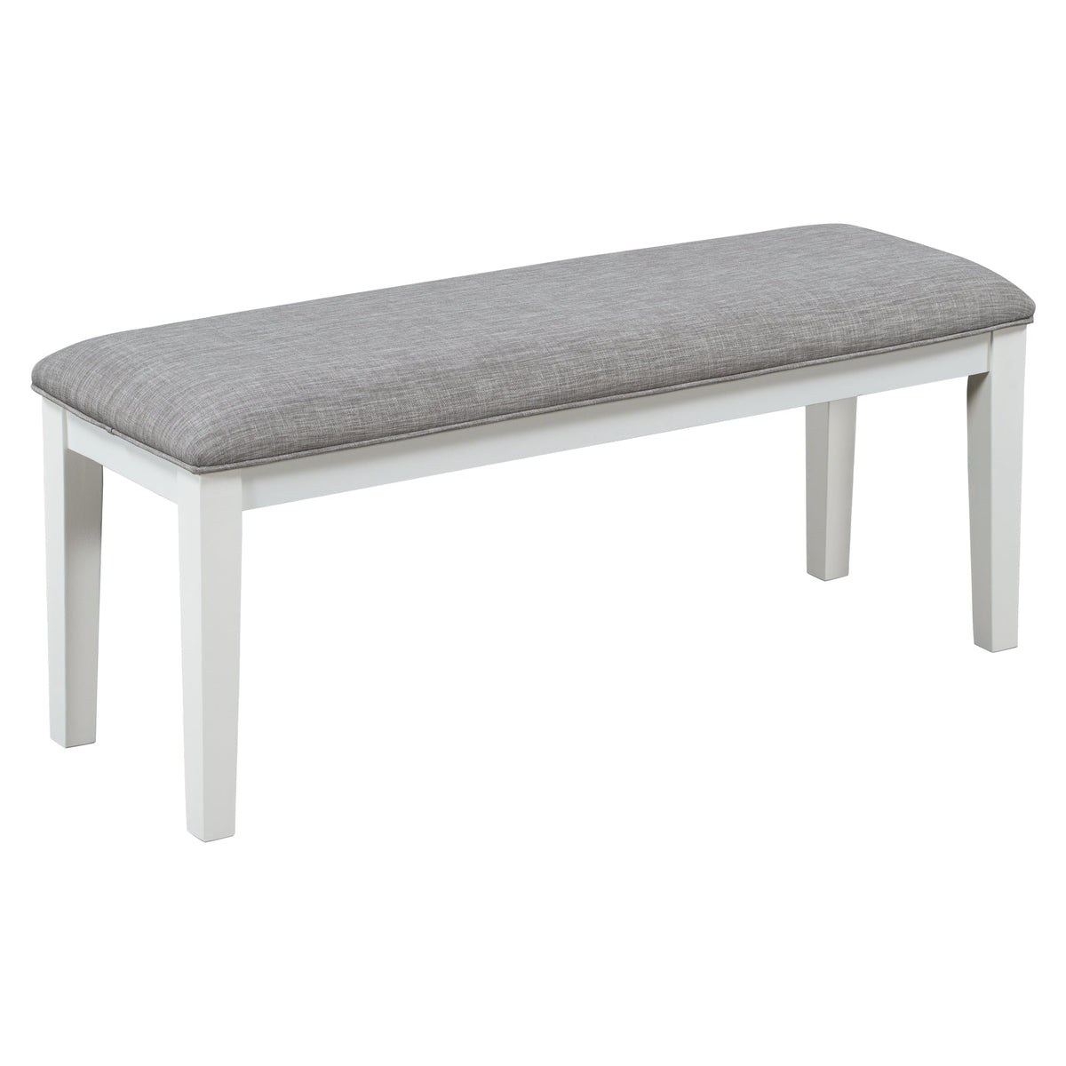 Dining Table Set with Bench, 6-Piece White and Gray