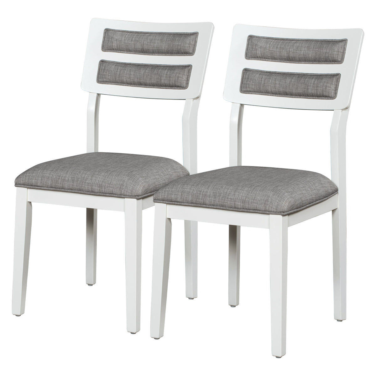 Dining Table Set with Bench, 6-Piece White and Gray