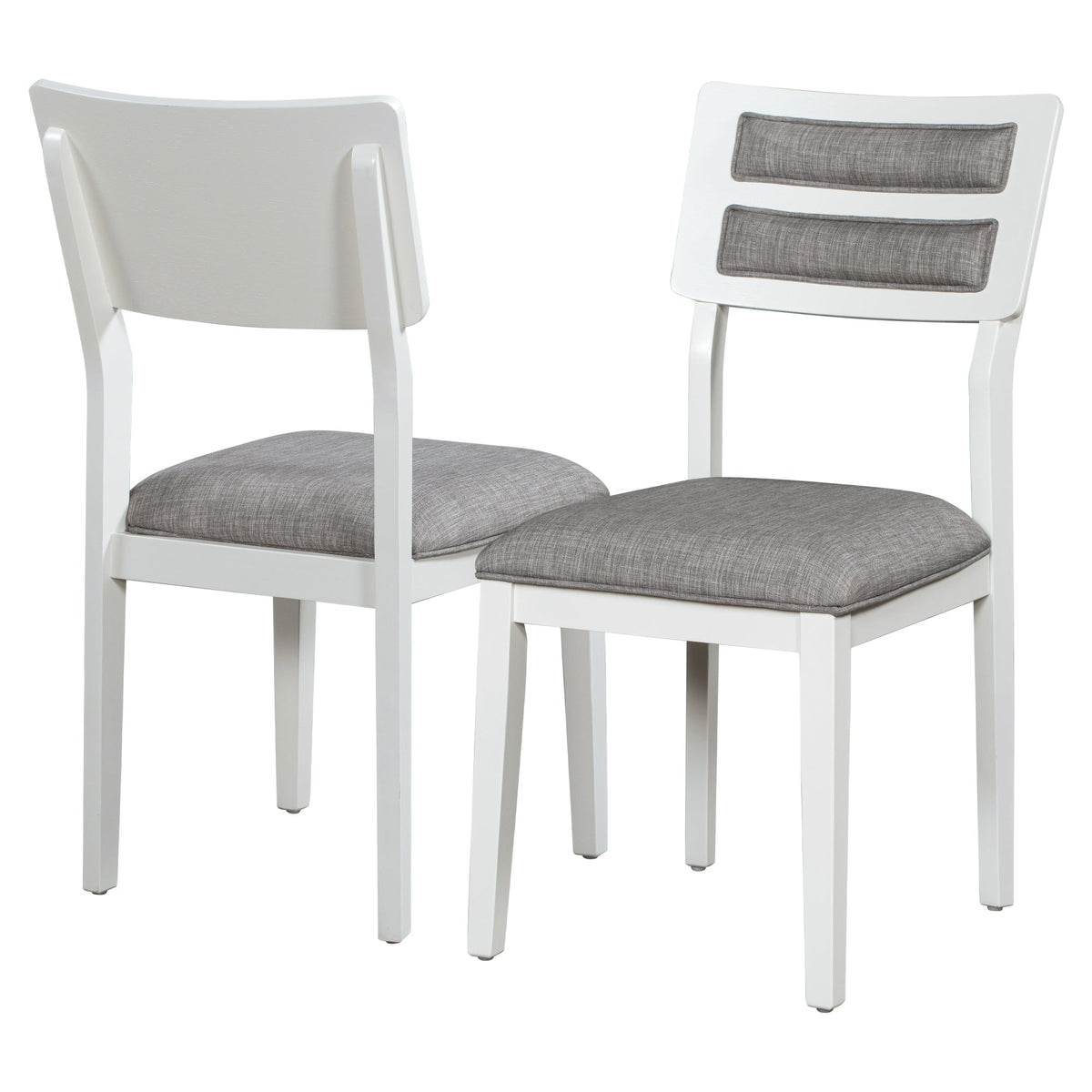 Dining Table Set with Bench, 6-Piece White and Gray