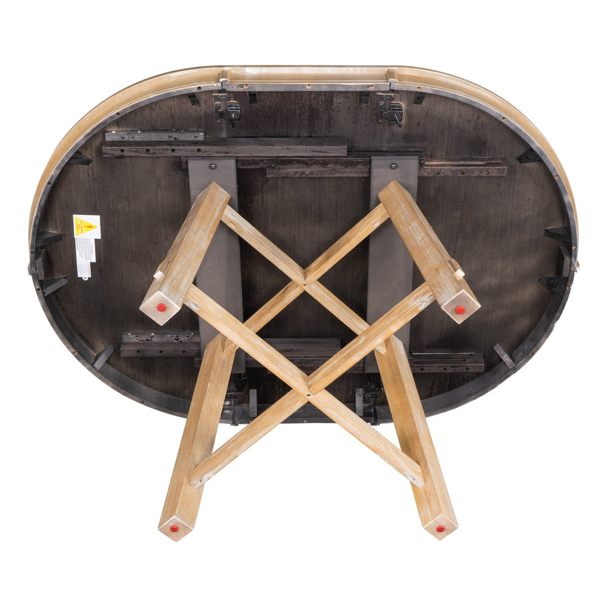 Round Farmhouse Extendable Dining Table with 16in Leaf