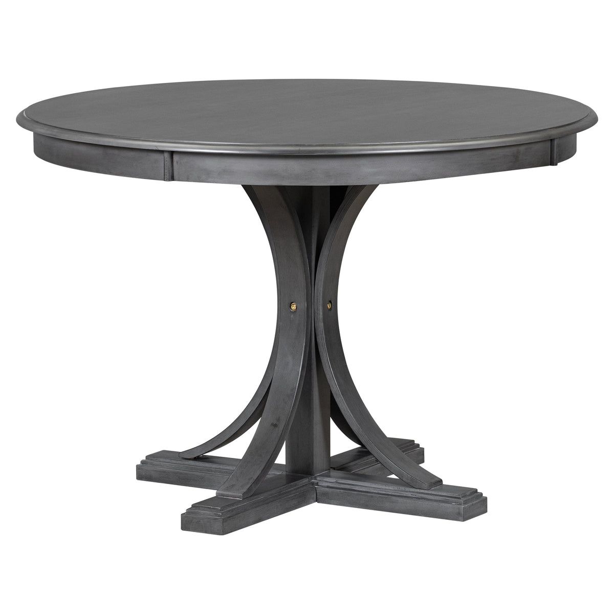 Round Dining Table Set with 4 Chairs, Dark Gray
