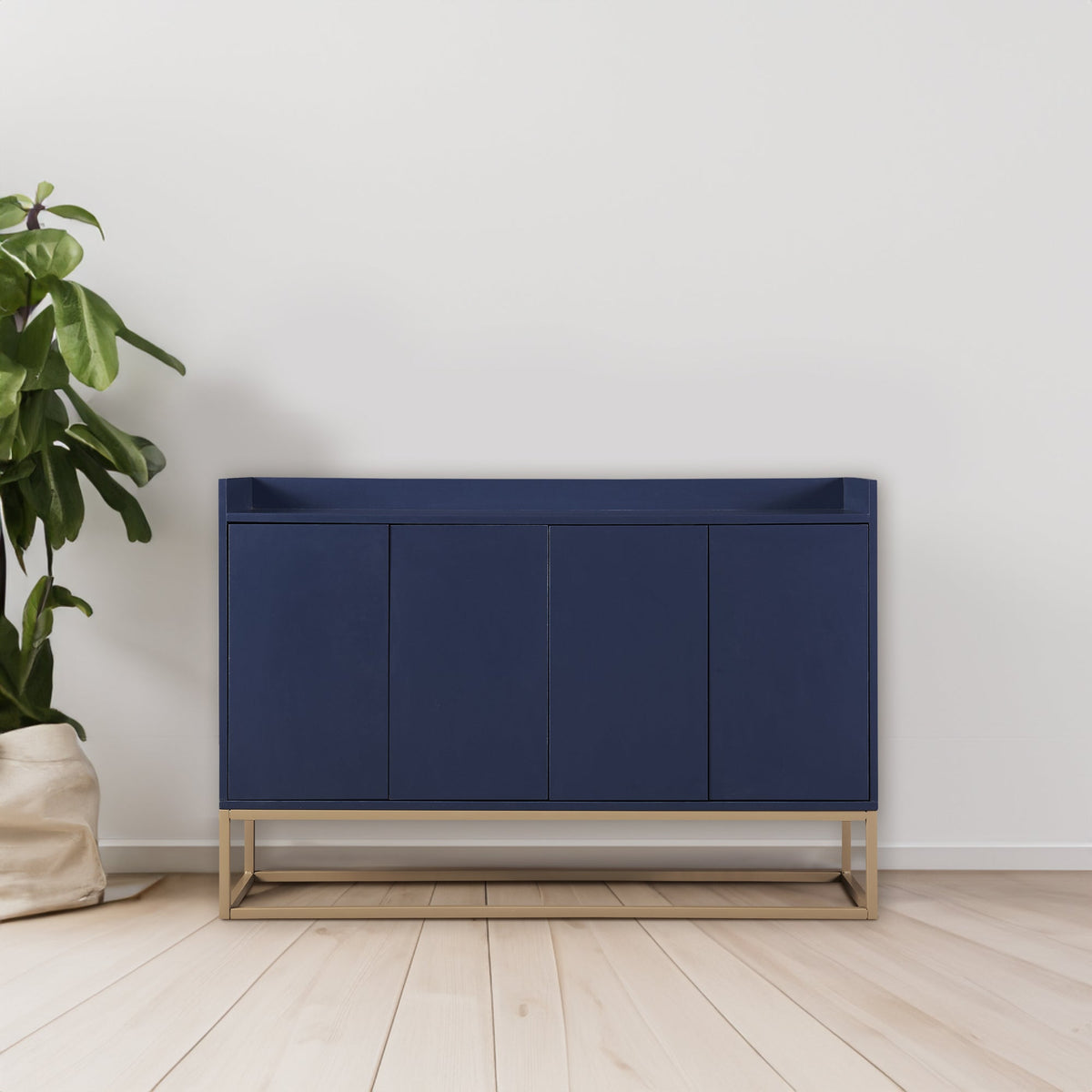 Navy Modern Sideboard Buffet Cabinet with Gold Base
