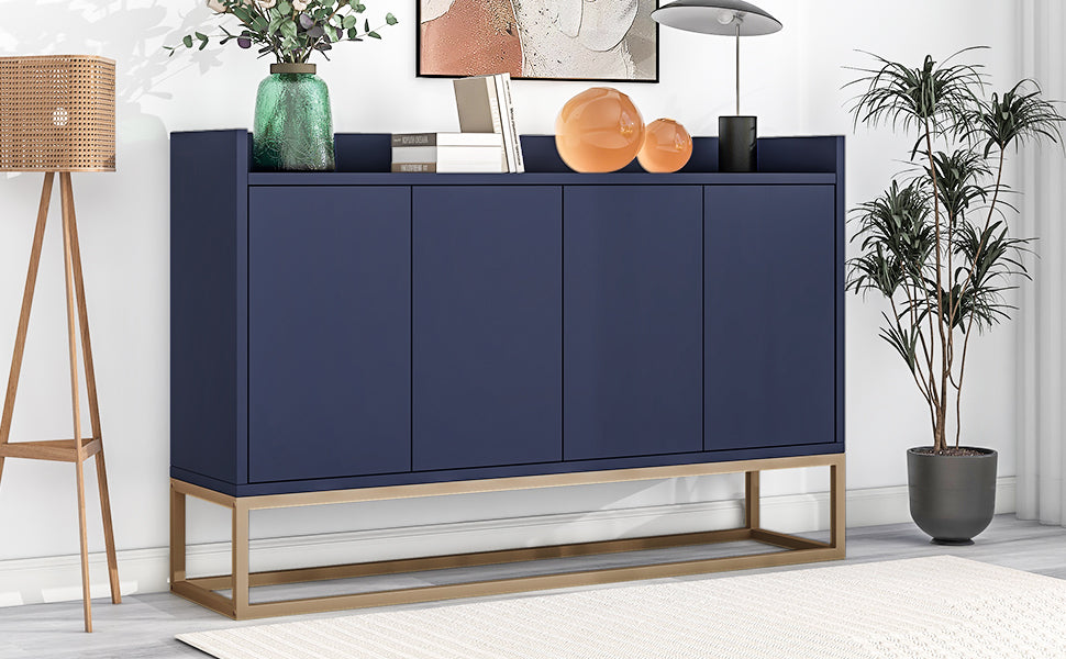 Navy Modern Sideboard Buffet Cabinet with Gold Base
