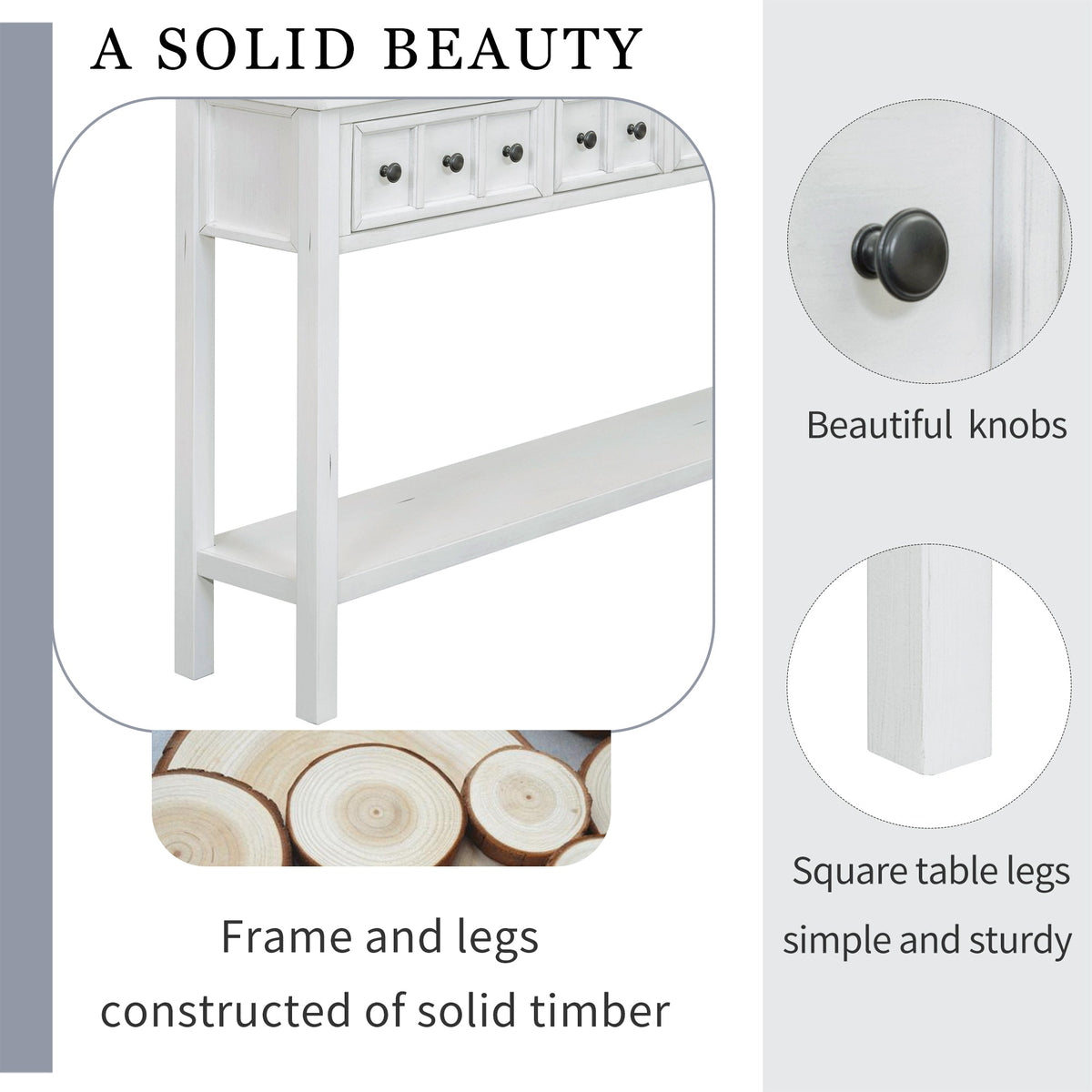 Farmhouse Entryway Console Table with 4 Drawers