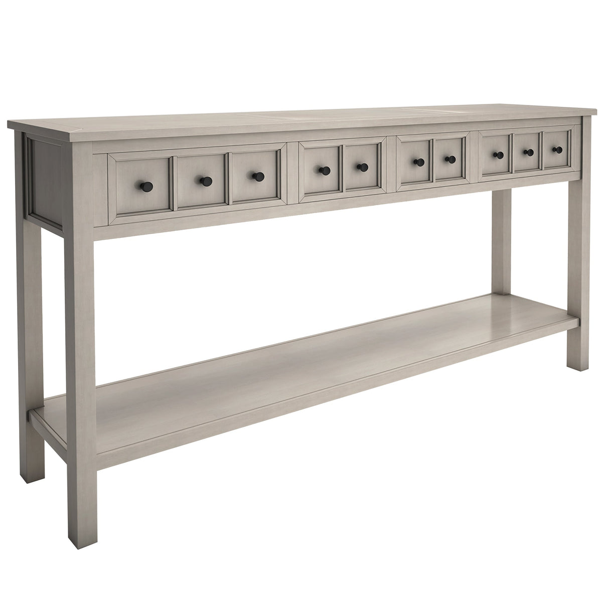 Rustic Entryway Console Table with Drawers and Shelf