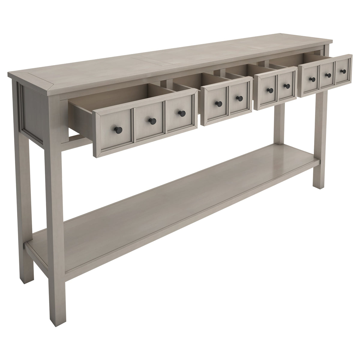 Rustic Entryway Console Table with Drawers and Shelf