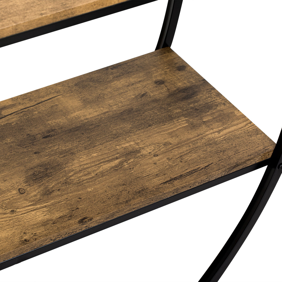 Demilune Console Table: Rustic Industrial Open Shelving