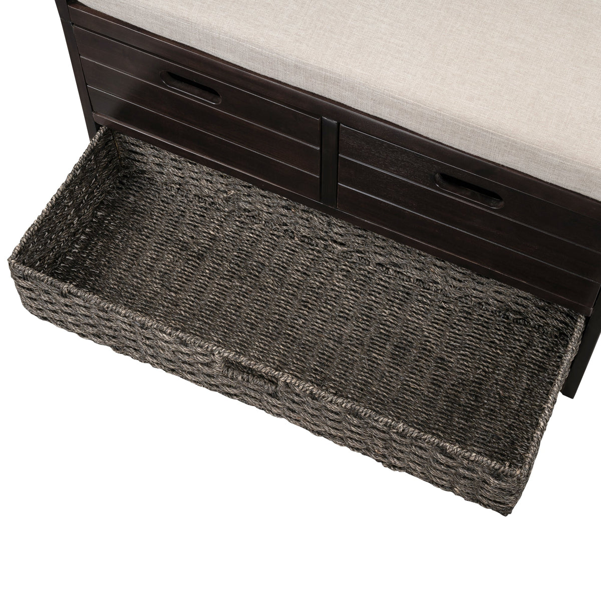 Entryway Storage Bench with Shoe Drawers and Basket