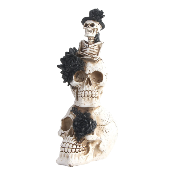 Triple Skull Sculpture for Gothic Vintage Home Decor