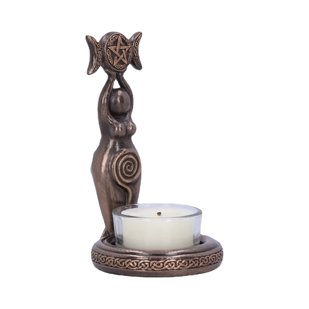 Triple Goddess Tea Light Holder for Mystical Decor