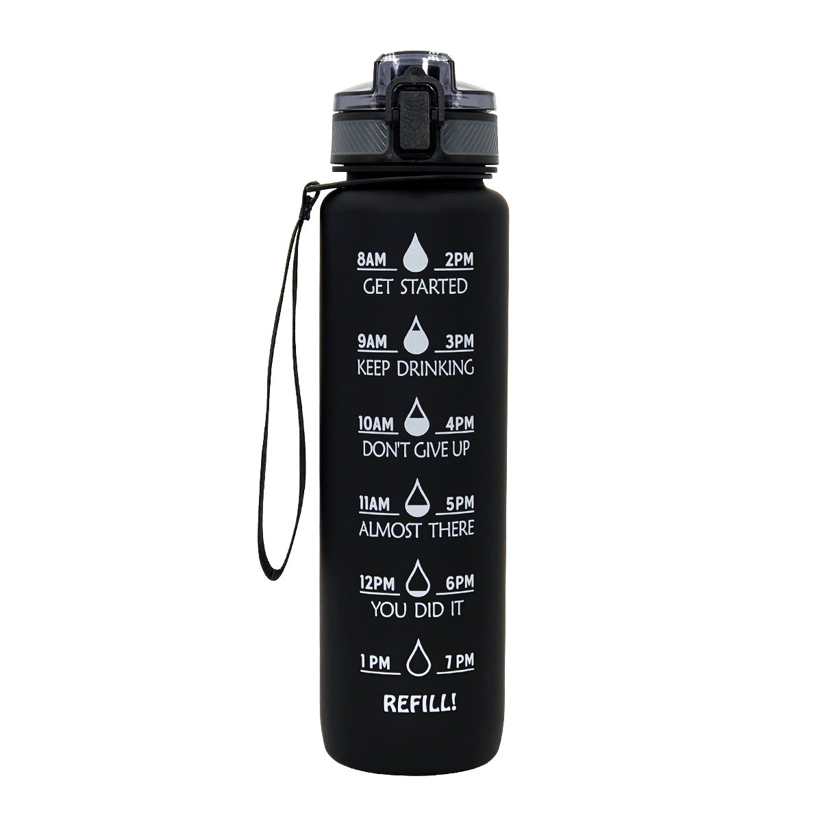 Frosted Tritan Water Bottle 1L with Hydration Markers