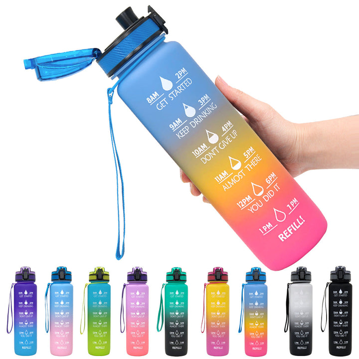 Frosted Tritan Water Bottle 1L with Hydration Markers