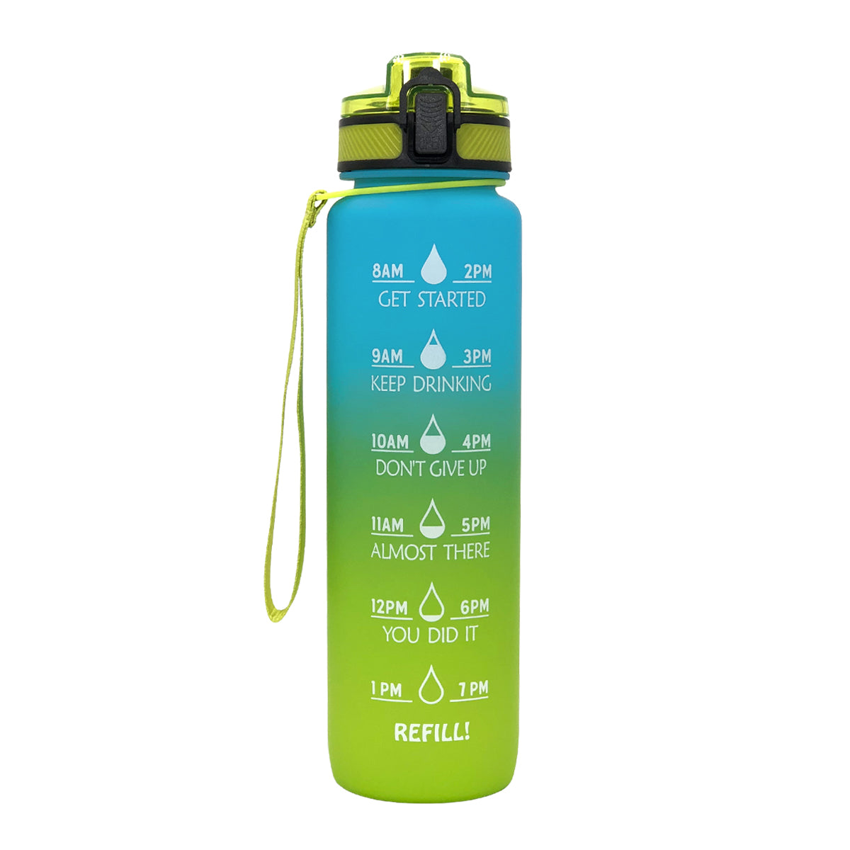 Frosted Tritan Water Bottle 1L with Hydration Markers