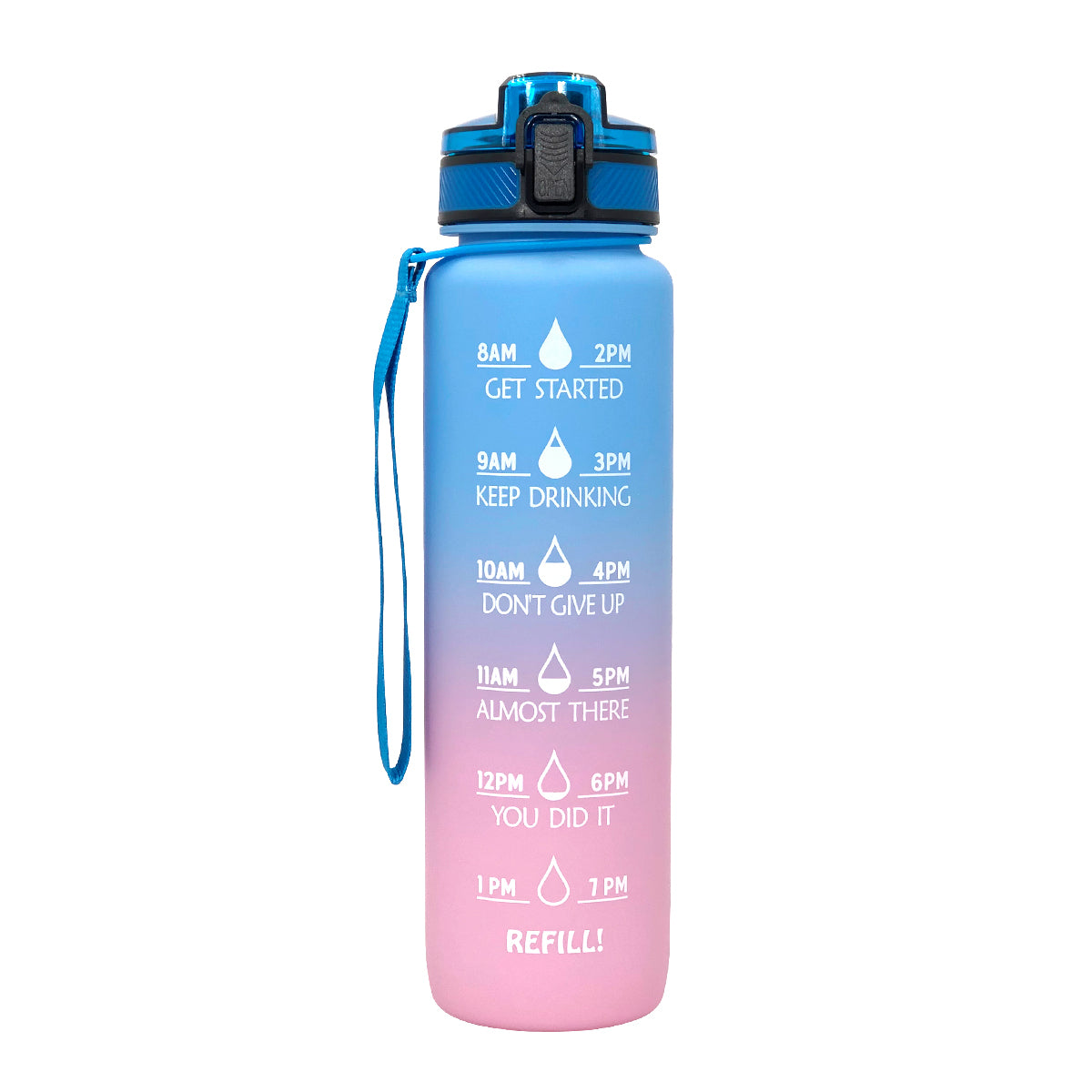 Frosted Tritan Water Bottle 1L with Hydration Markers