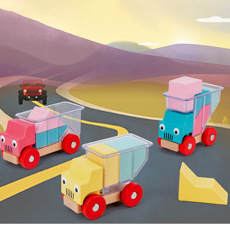 Wooden Truck Building Blocks for Screen-Free Learning