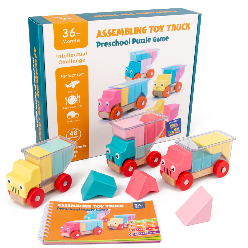 Wooden Truck Building Blocks for Screen-Free Learning