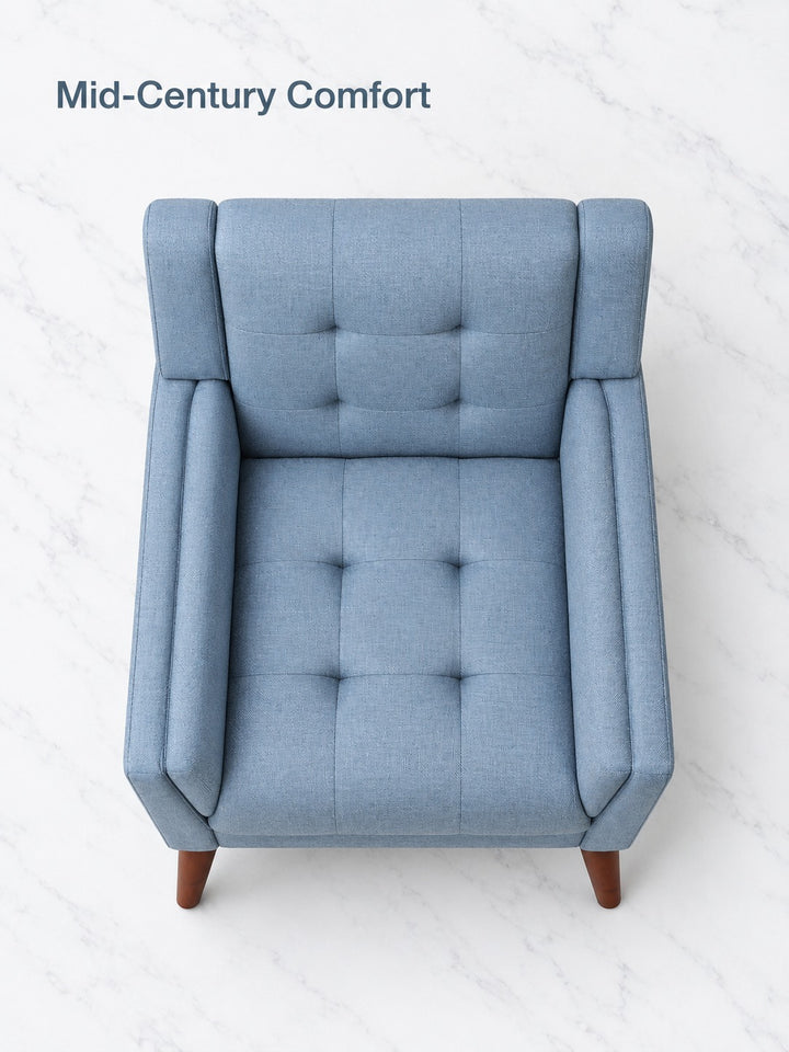 Tufted Mid-Century Accent Armchair with Wood Legs