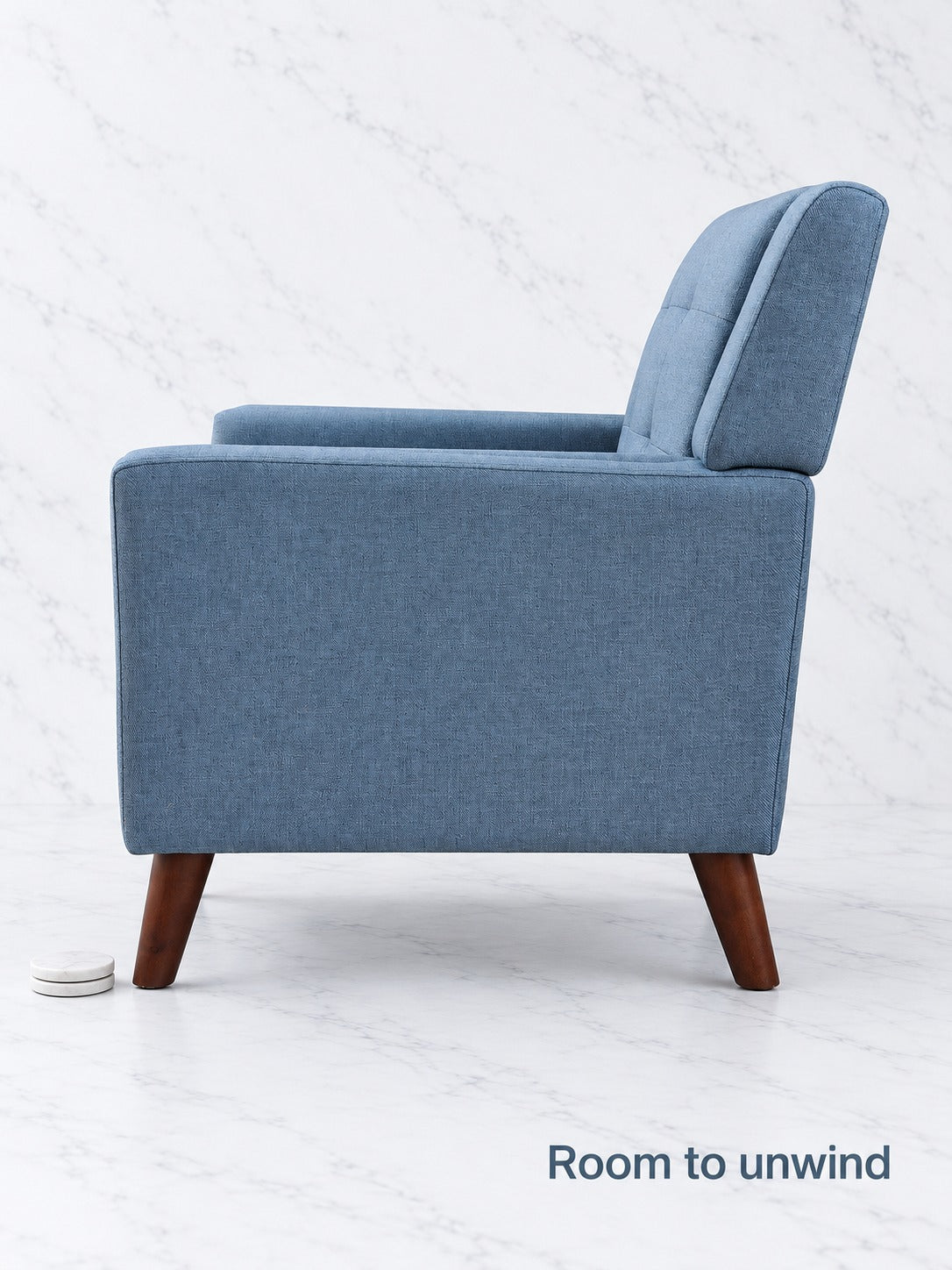 Tufted Mid-Century Accent Armchair with Wood Legs