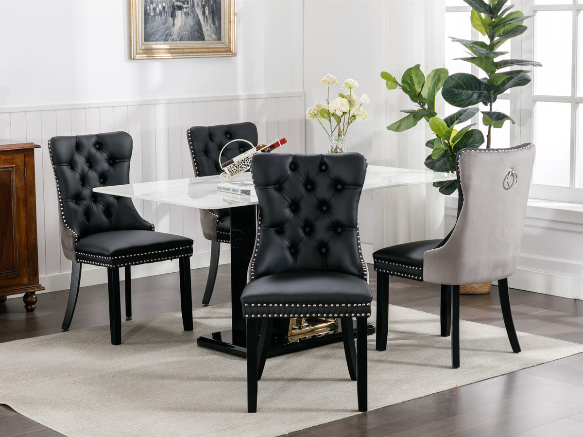 Tufted Modern Dining Chairs Set of 2 with Nailhead Trim
