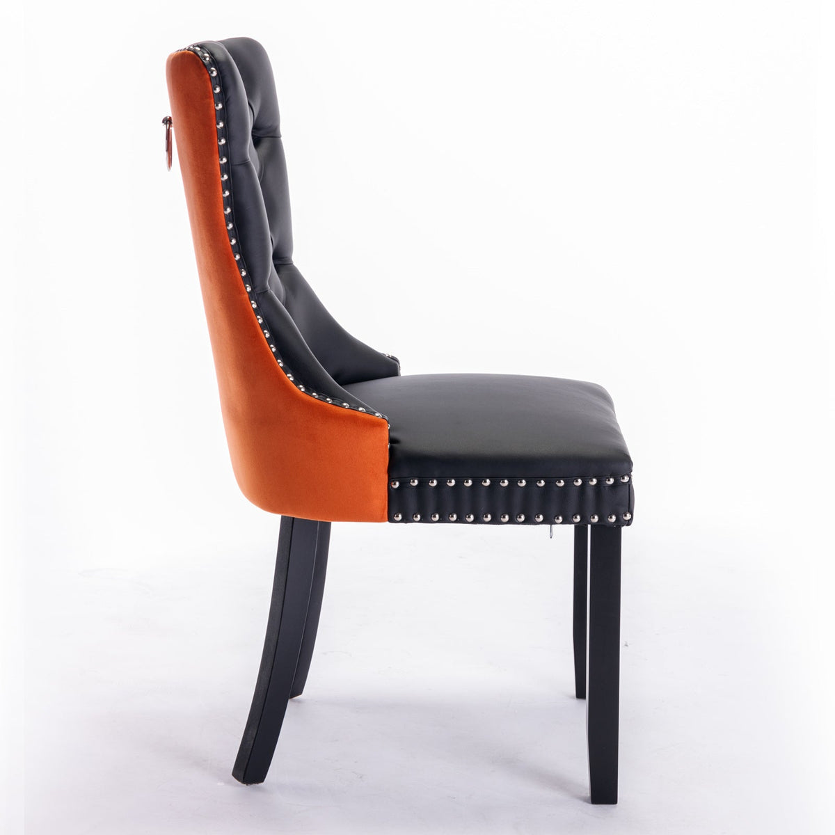 Black and Orange Tufted Dining Chairs Set of 2