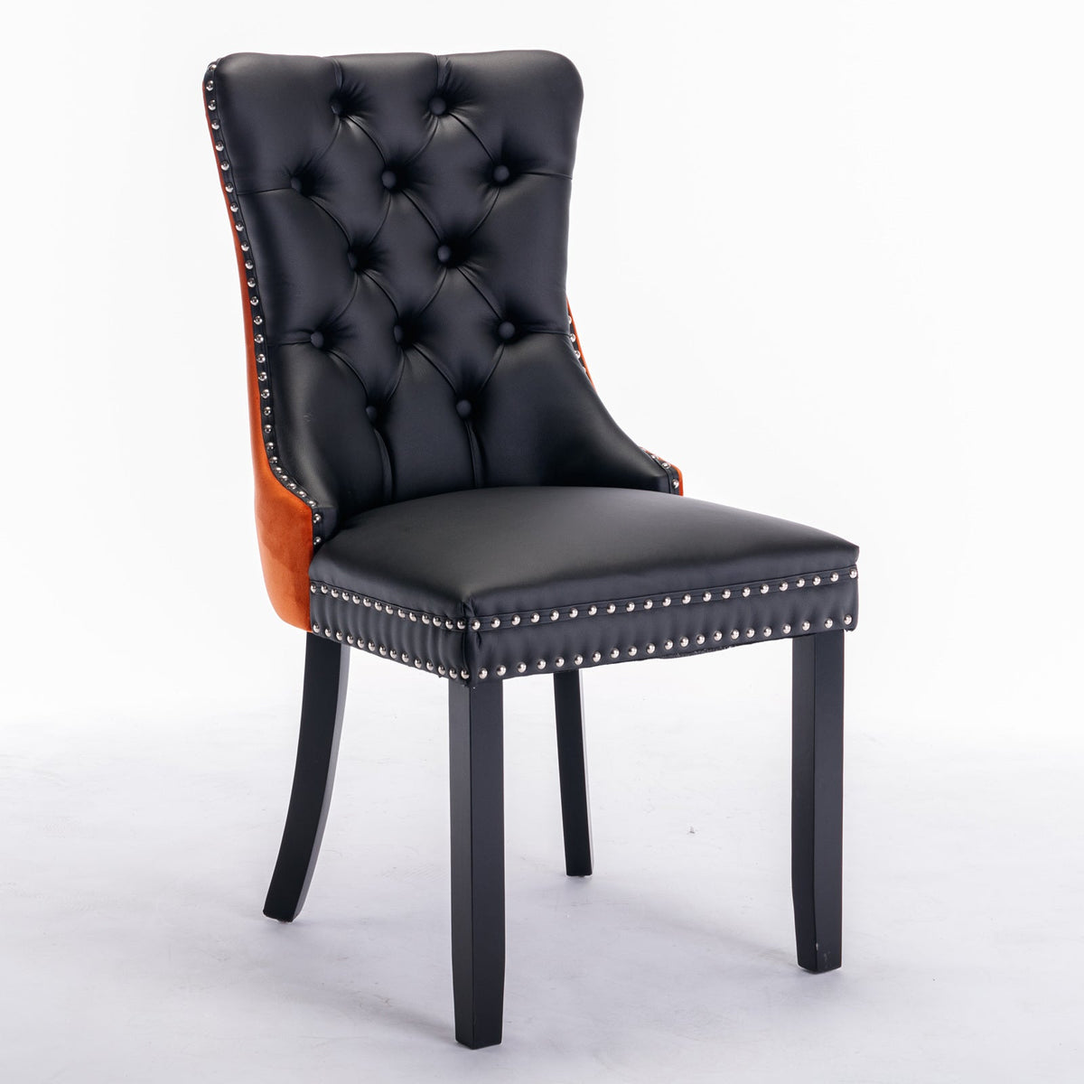 Black and Orange Tufted Dining Chairs Set of 2