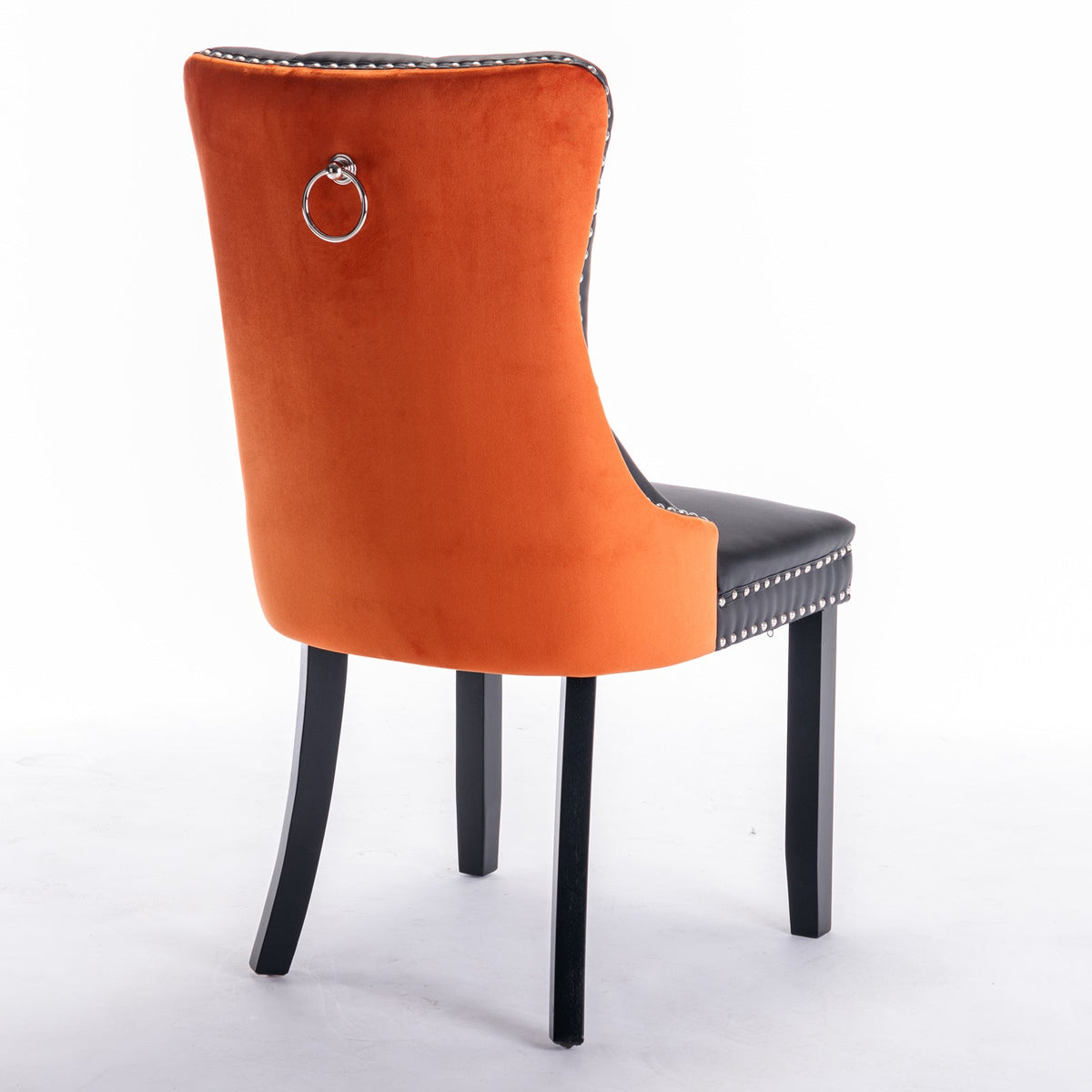 Black and Orange Tufted Dining Chairs Set of 2