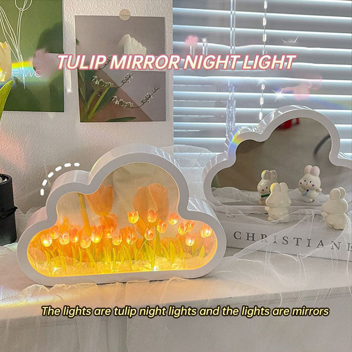 Tulip Cloud Night Light With Mirror & Warm Ambient Glow