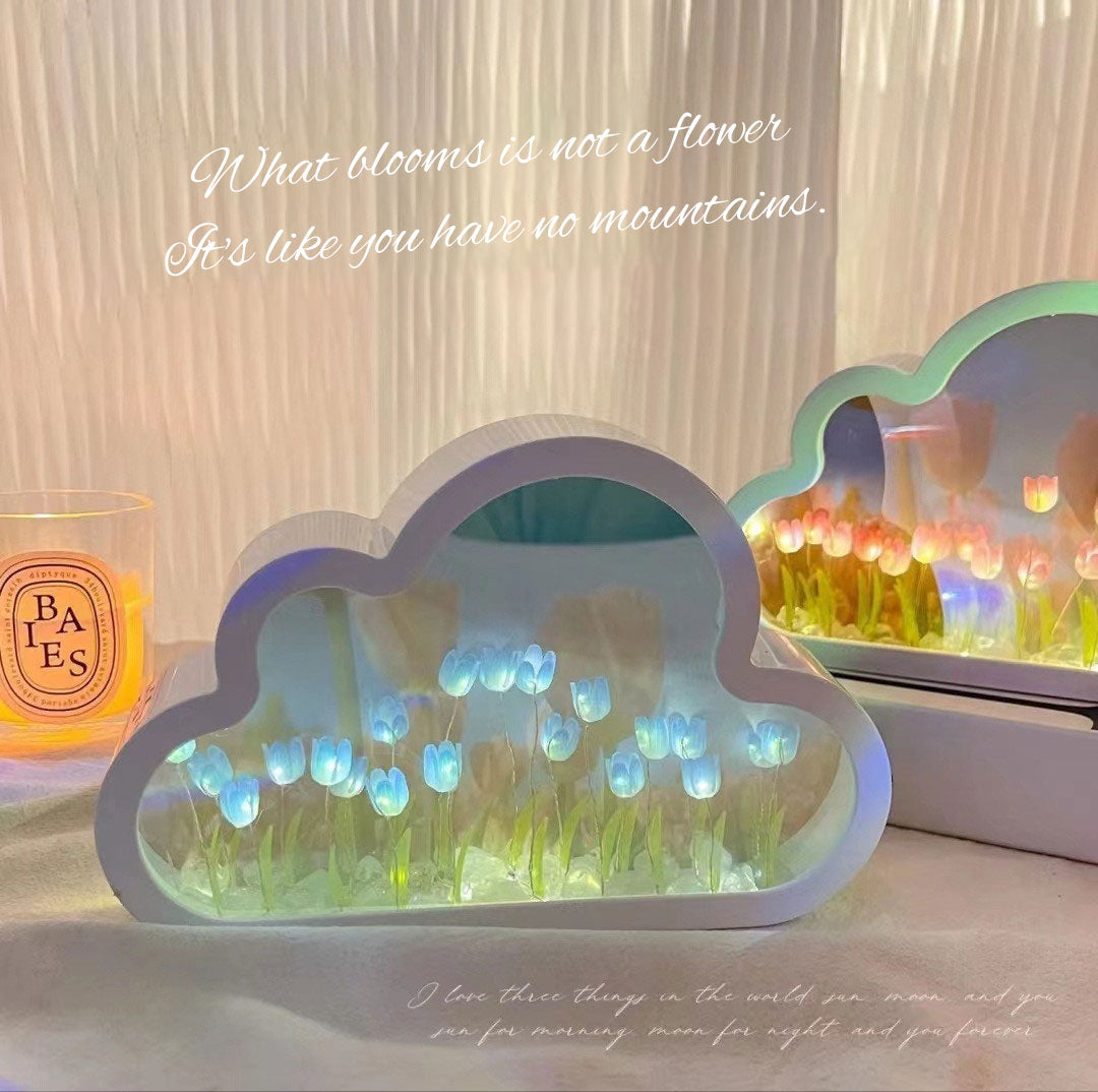 Tulip Cloud Night Light With Mirror & Warm Ambient Glow
