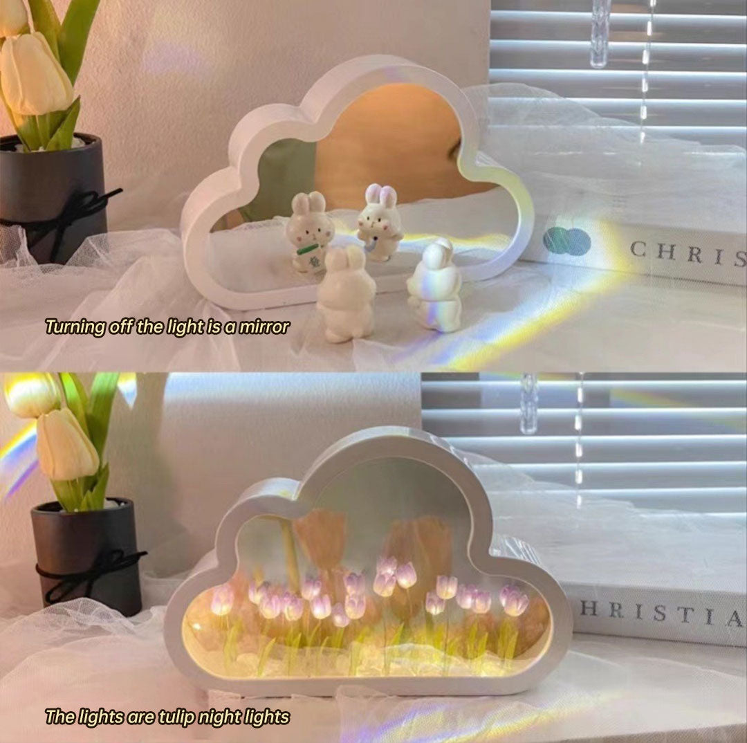 Tulip Cloud Night Light With Mirror & Warm Ambient Glow