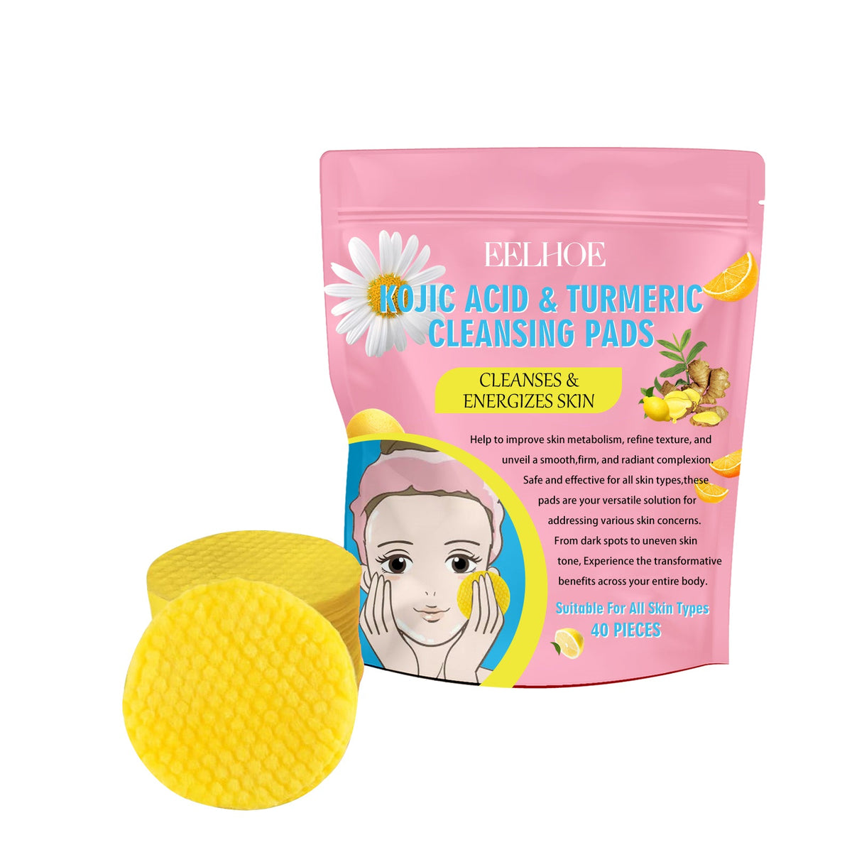 Turmeric Kojic Cleansing Pads for Brighter, Cleaner Skin