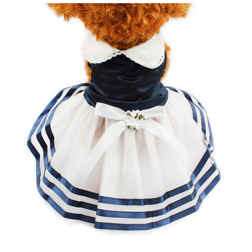 Sailor Tutu Dog Dress with Striped Skirt & Bow