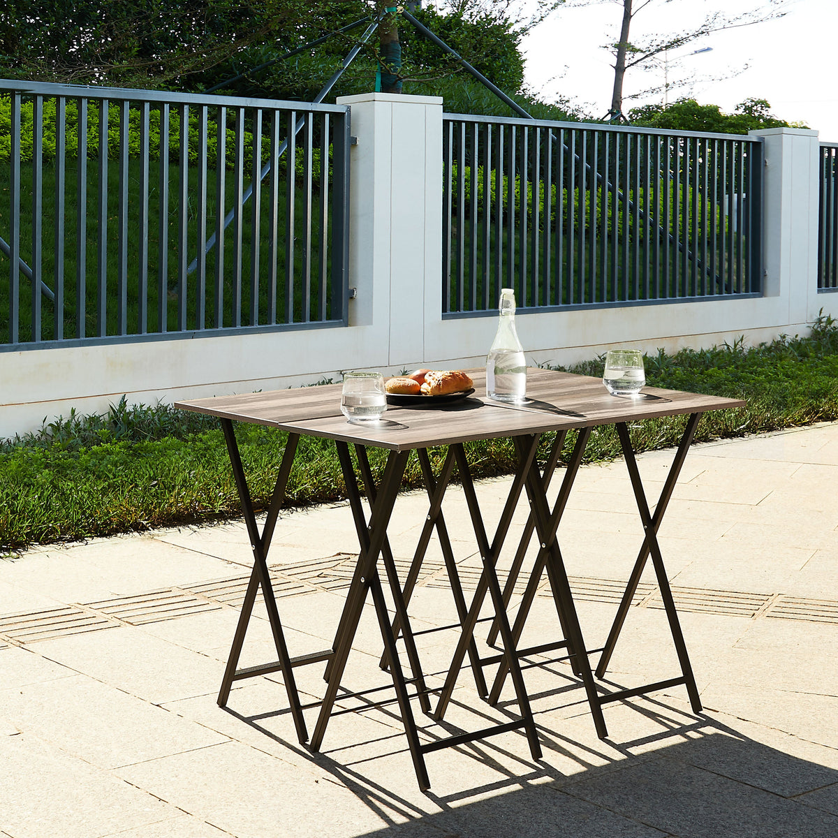 Folding TV Tray Table Set of 4 with Stand for Small Spaces