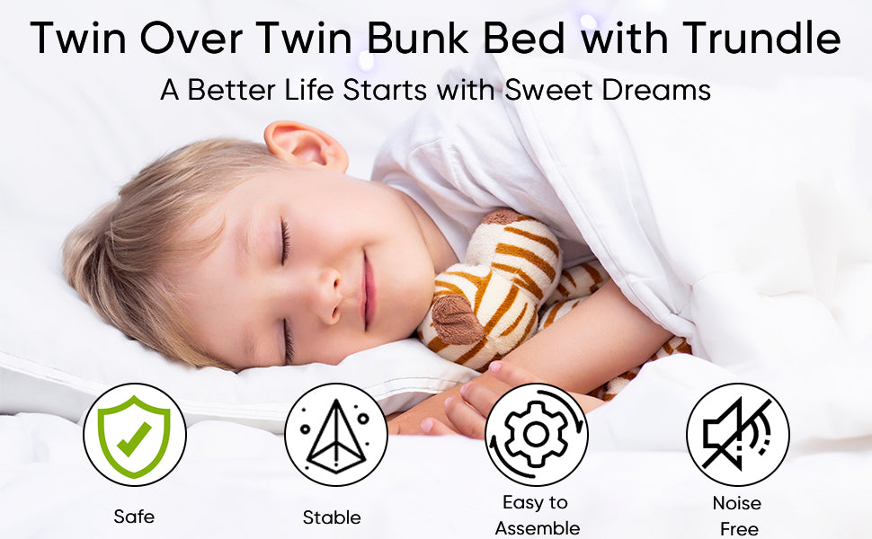 Black Metal Twin Bunk Bed with Trundle for Kids' Rooms