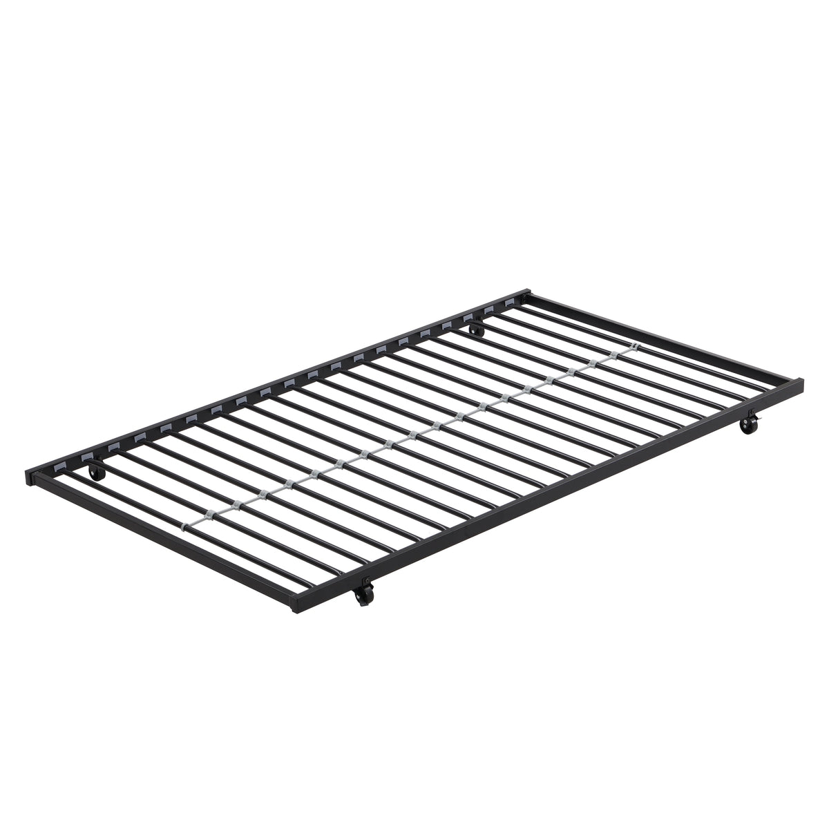 Black Metal Twin Bunk Bed with Trundle for Kids' Rooms