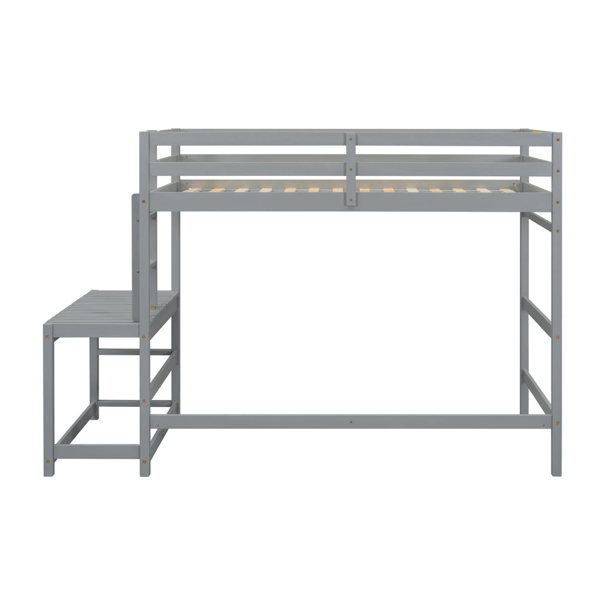 Twin Loft Bed with Ladder and Landing Platform, Grey