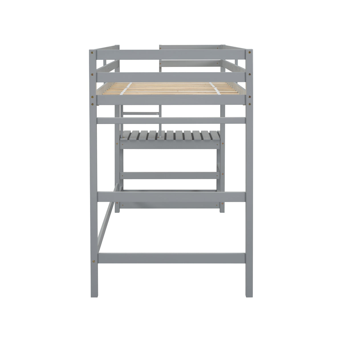 Twin Loft Bed with Ladder and Landing Platform, Grey
