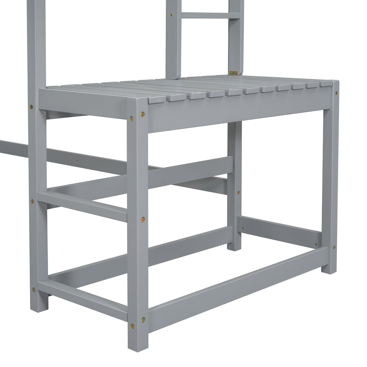 Twin Loft Bed with Ladder and Landing Platform, Grey