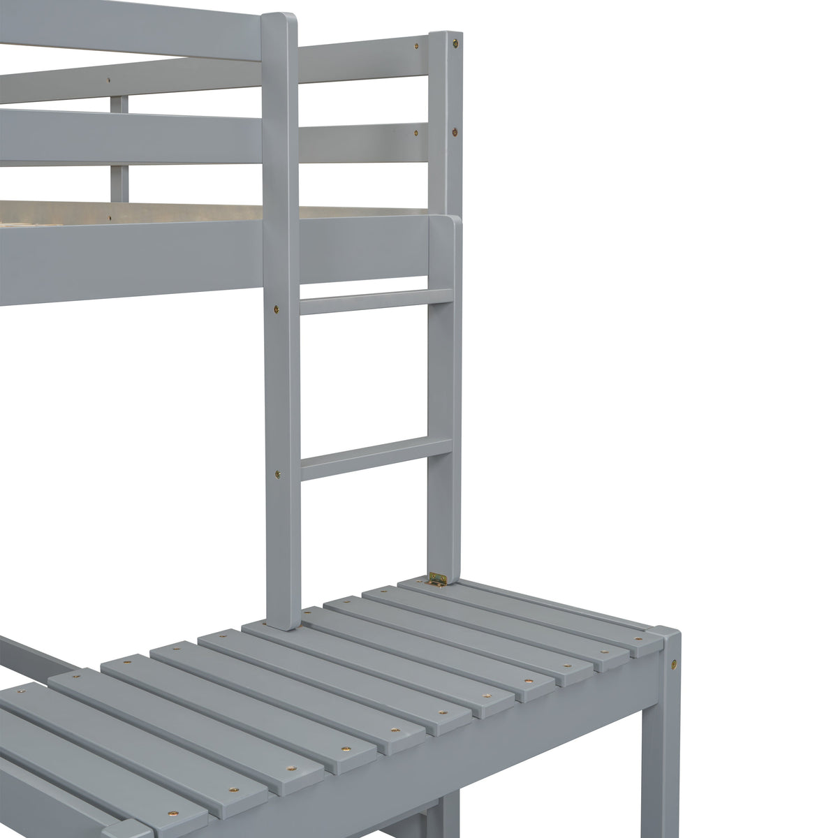 Twin Loft Bed with Ladder and Landing Platform, Grey