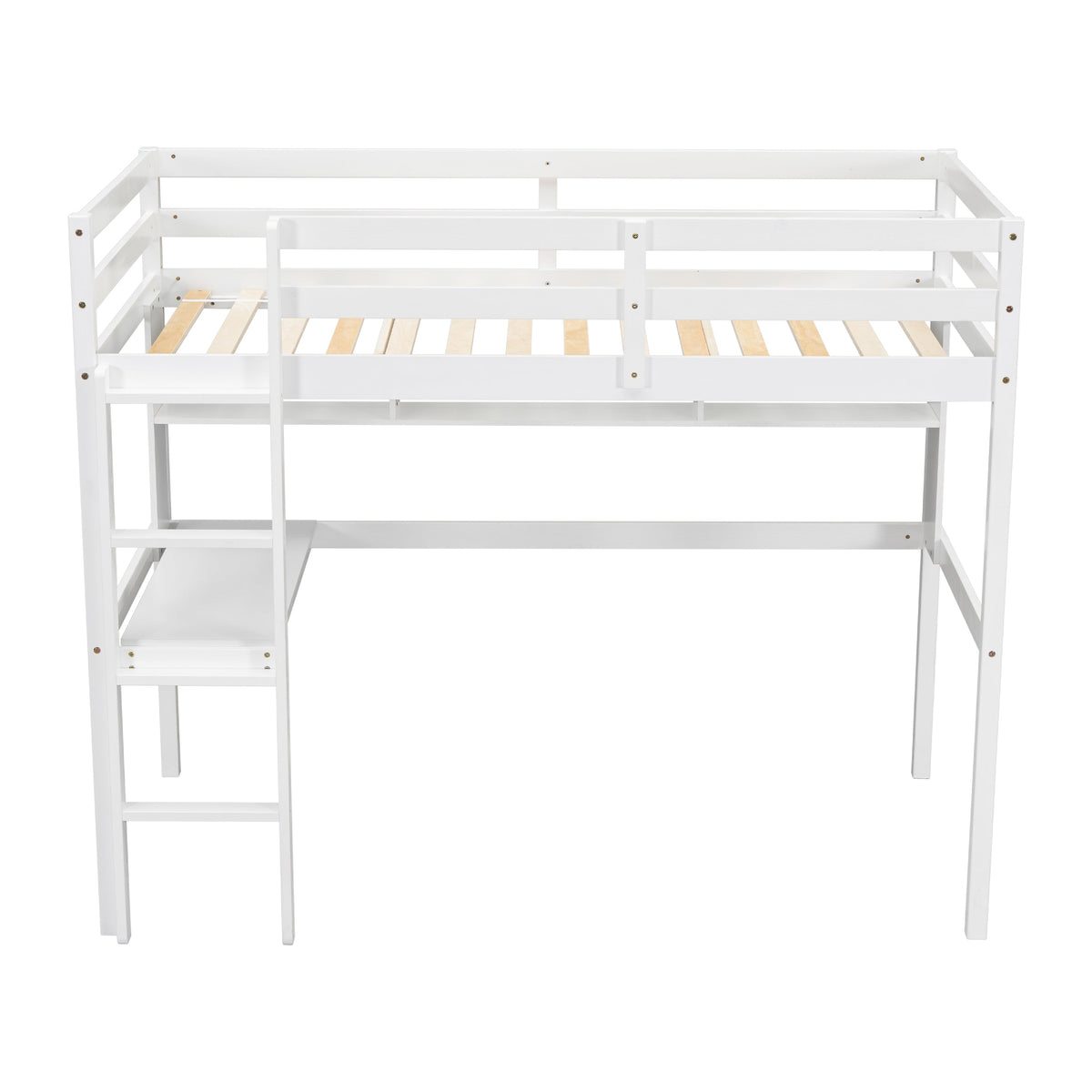 Full Size Loft Bed with Desk and Bookcase for Kids