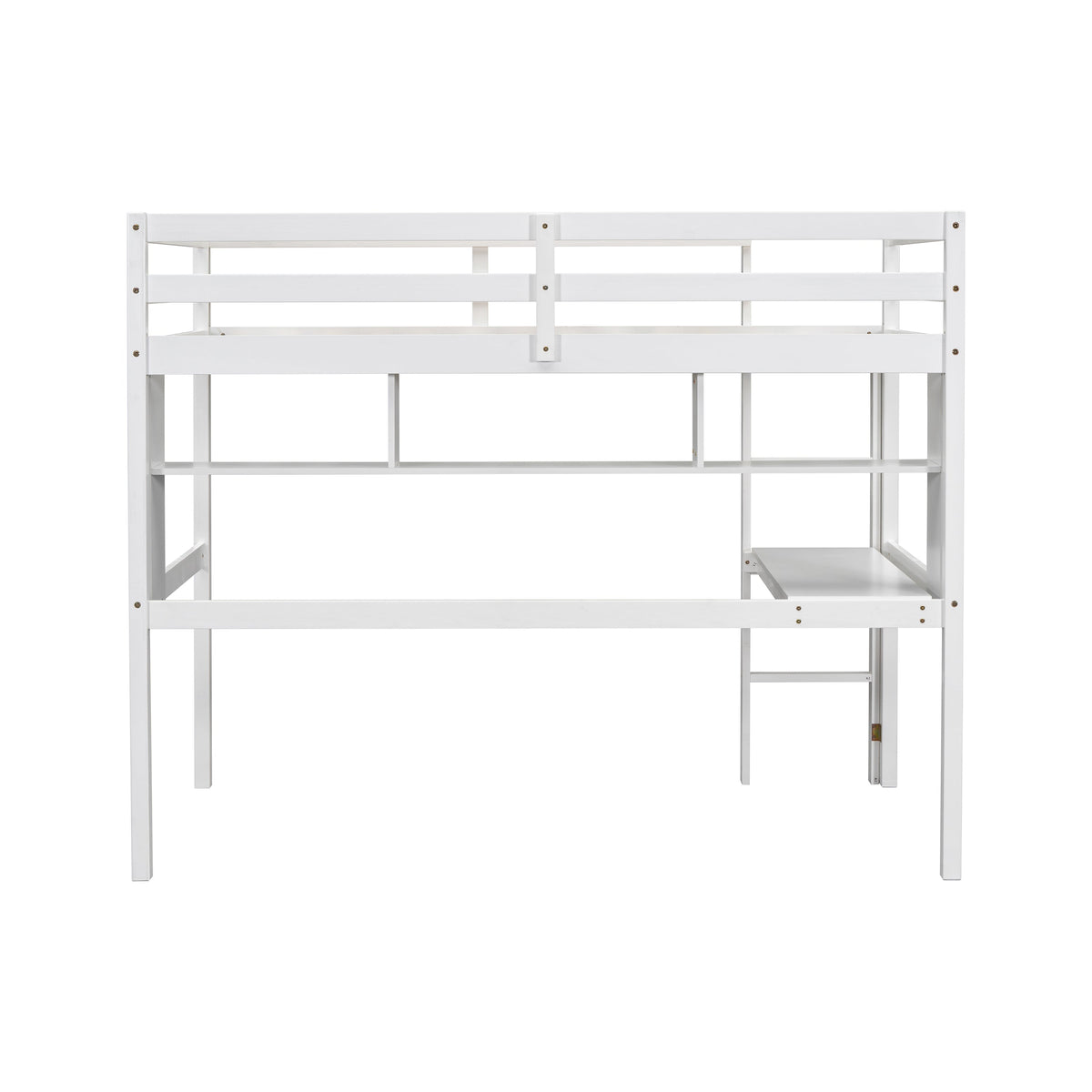 Full Size Loft Bed with Desk and Bookcase for Kids