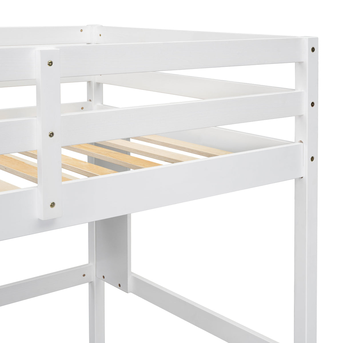 Full Size Loft Bed with Desk and Bookcase for Kids